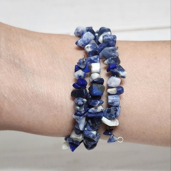 Sodalite Coil Wrap Beaded Bracelet Handmade - New - Picture 3 of 9
